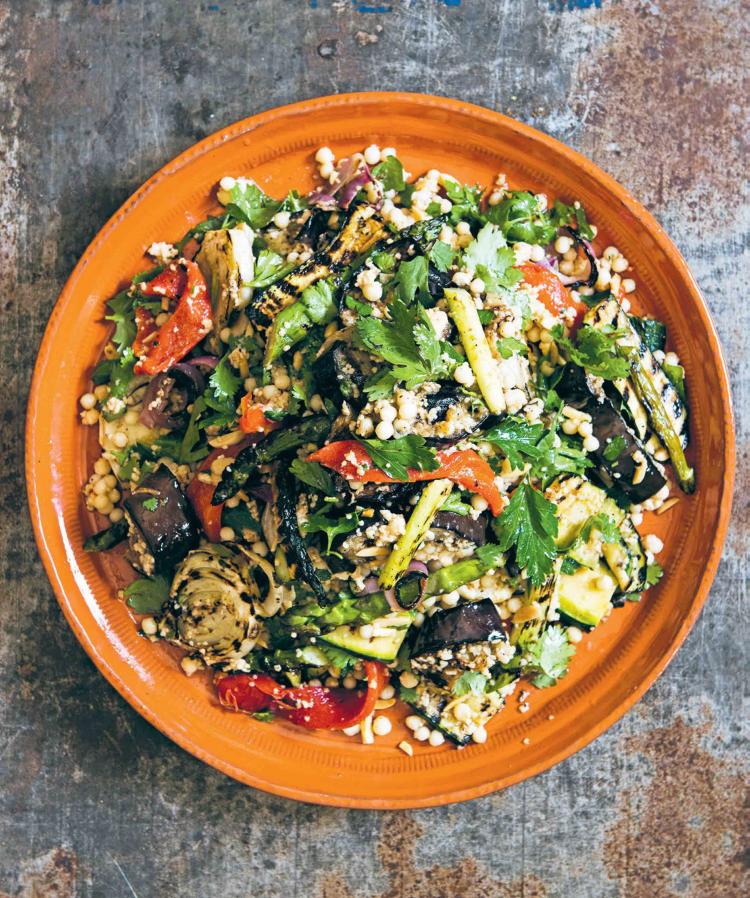 14 of 31 chargrilled vegies with cous cous spiced yoghurt
