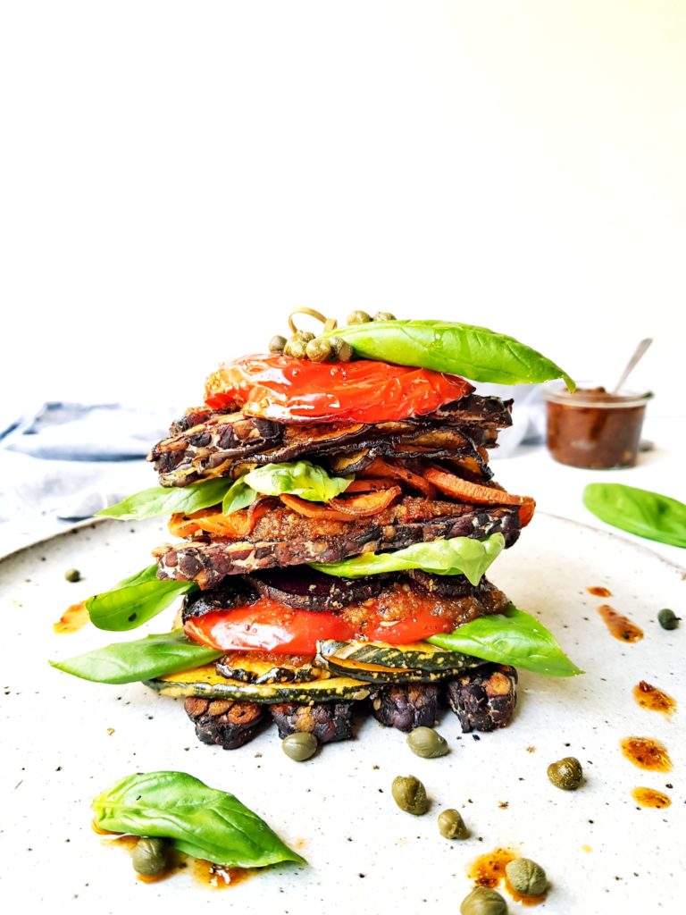 18 of 31 adzuki bean tempeh and vegetable stack